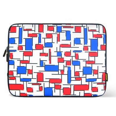 ENKAY ENK-2003 2-color Lattice Pattern Thermal Printing Soft Sleeve Case Zipper Bag for 9 / 9.7 inch Laptop (Red+Blue) - Click Image to Close